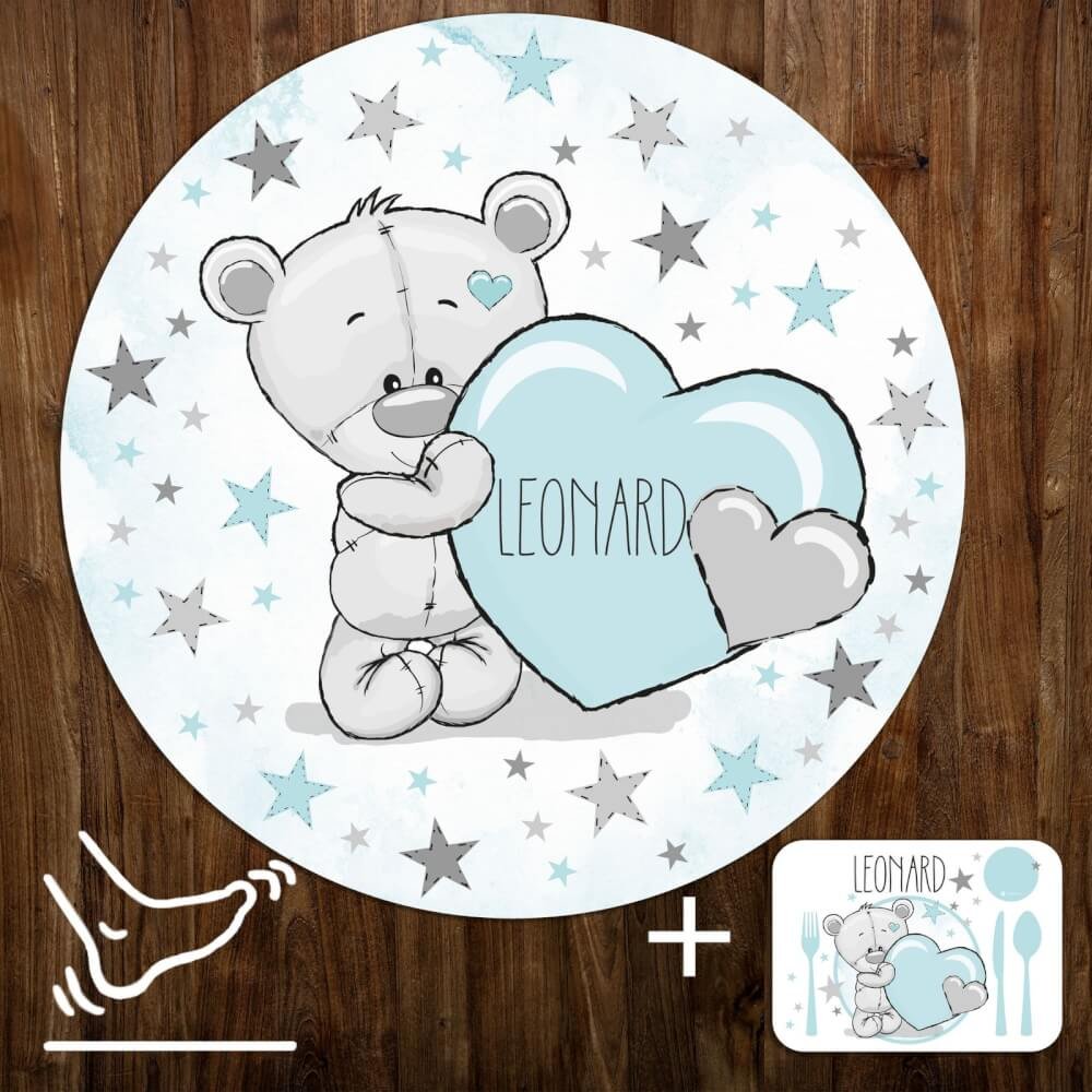 INSPIO dětská podložka na hraní  - Modrý medvídek s hvězdami