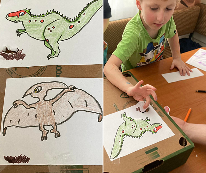 dinosauří aktivity pro děti - krmení dinosaura