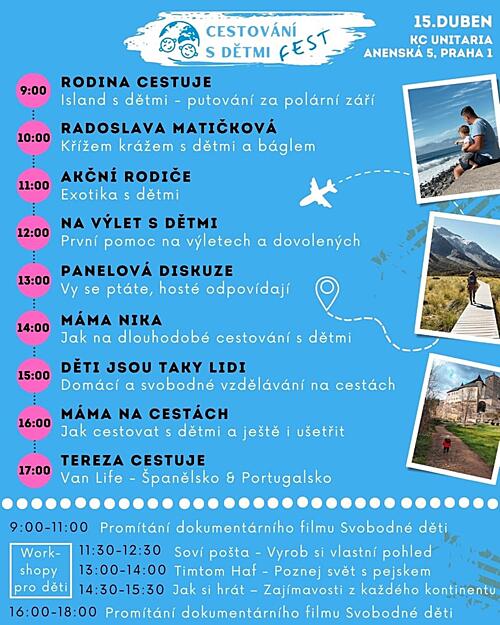 letáček k travel festivalu s dětmi