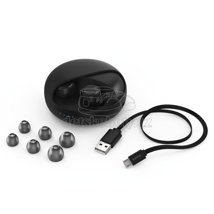 Hama Bluetooth špuntová sluchátka Disc, bezdrátová, nabíjecí pouzdro, černá 178881 (obrázek 3)