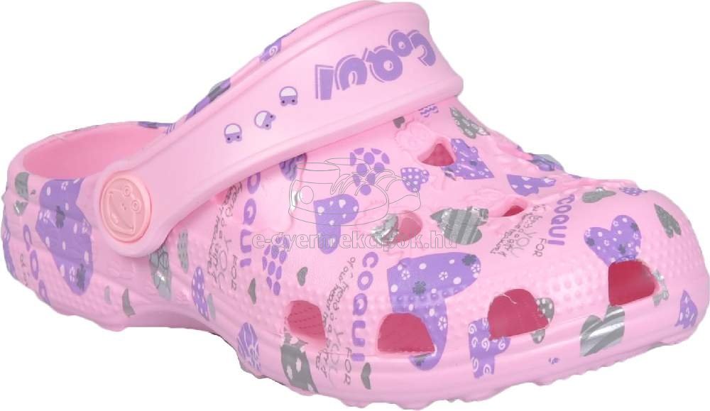 Strandpapucs Coqui 8714 pink hearts