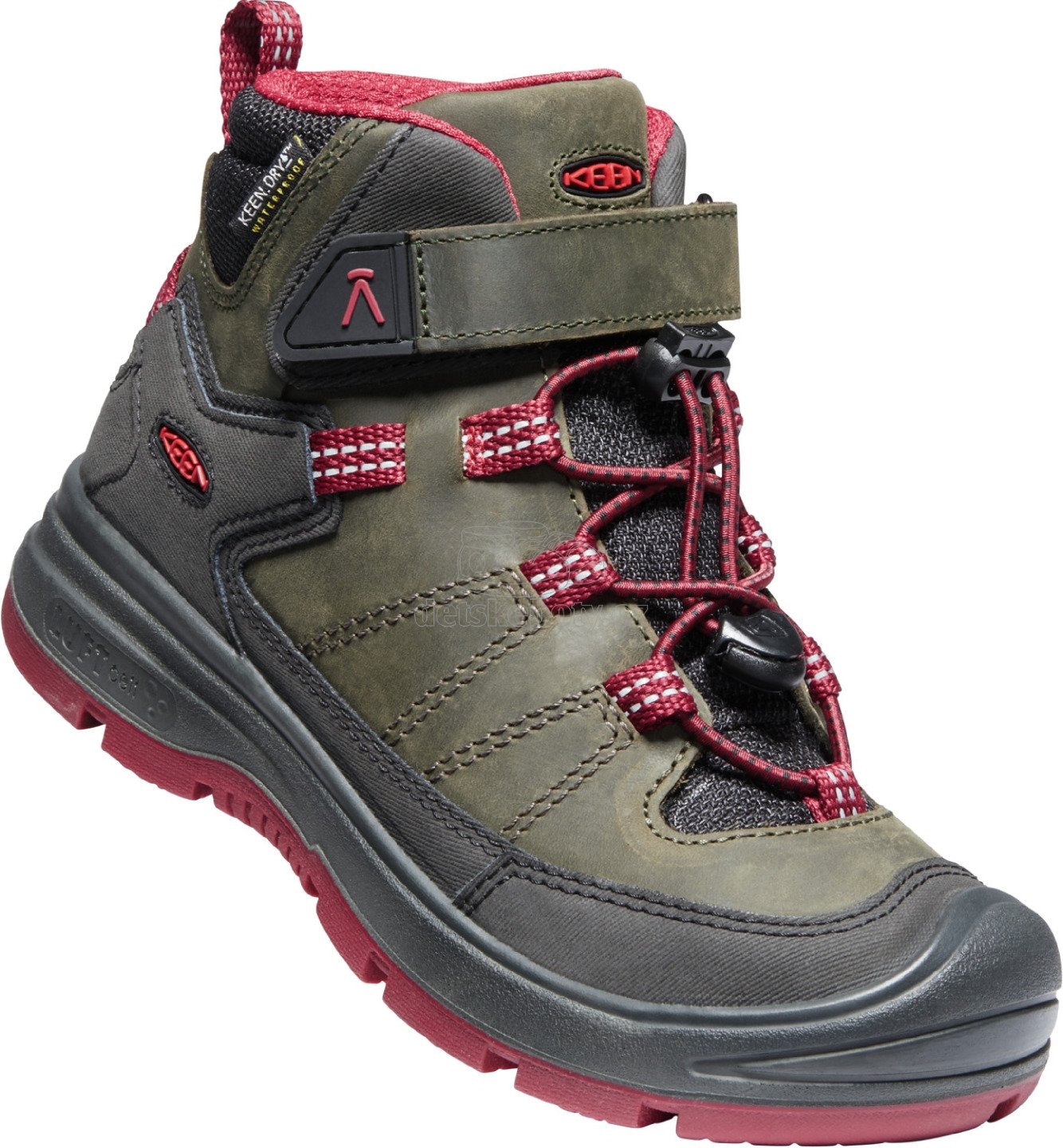 Dětské zimní boty Keen REDWOOD MID WP YOUTH steel grey/red dahlia