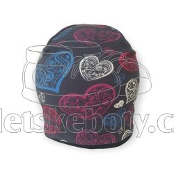 ČO čepice 2217 srdce na tmavě modré Velikost: 50