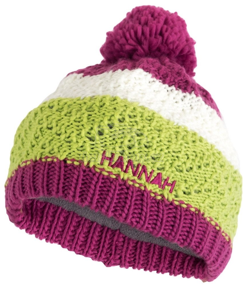 Zimní čepice Hannah Bobble JR Lime green/fuchsia red, UNI