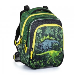 Školní tříkomorový batoh s vyjímatelným bederním pásem - dinosauři	