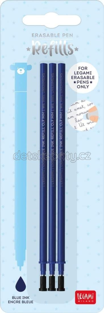 Set náplní do gumovatelných per Legami Refill Erasable Pen - Blue - Pack 3 pcs