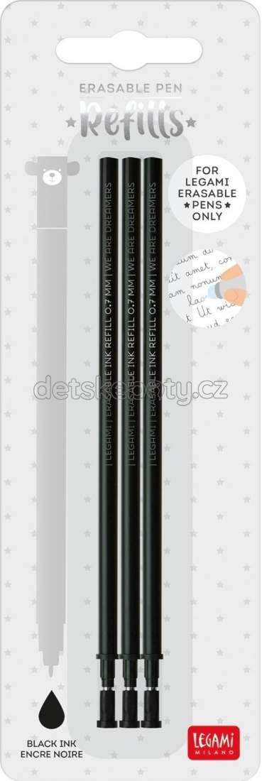 Set náplní do gumovatelných per Legami Refill Erasable Pen - Black - Pack 3 pcs