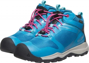 Dětské celoroční boty Keen WANDURO MID WP YOUTH fjord blue/fuchsia purple