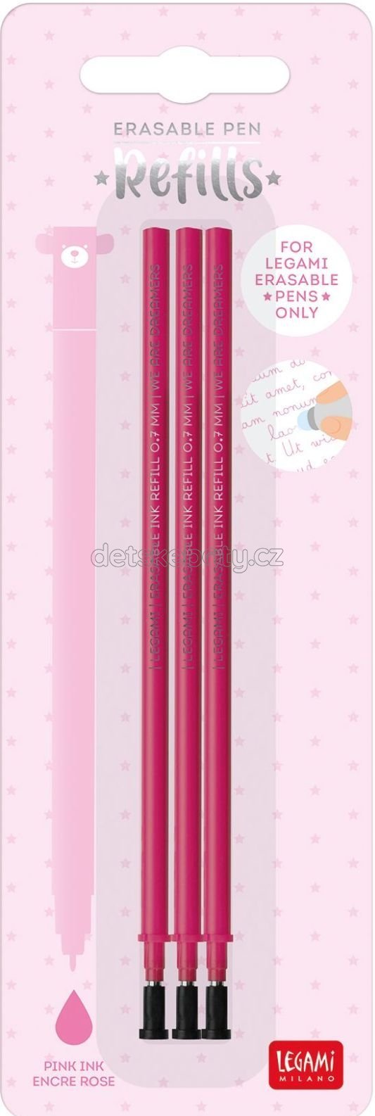 Set náplní do gumovatelných per Legami - barva růžová