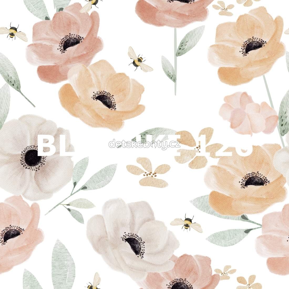 Tenká čepice Blonki květy na bílé Velikost: 45-47