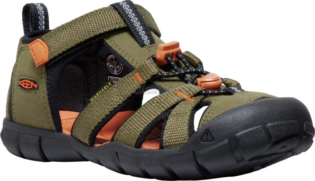 Dětské sandály Keen Seacamp II CNX youth dark olive/gold flame Velikost: 36