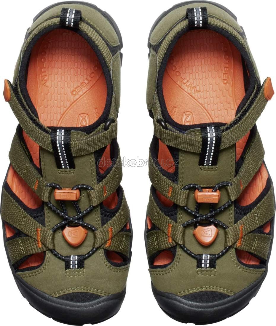 Dětské sandály Keen Seacamp II CNX youth dark olive/gold flame Velikost: 36 (obrázek 2)