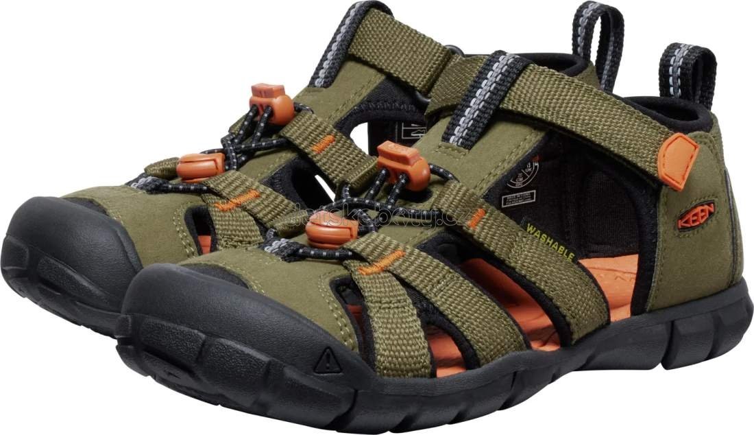 Dětské sandály Keen Seacamp II CNX youth dark olive/gold flame Velikost: 36 (obrázek 3)