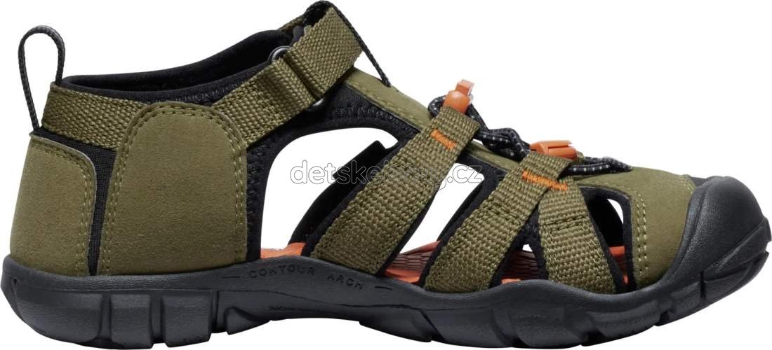 Dětské sandály Keen Seacamp II CNX youth dark olive/gold flame Velikost: 36 (obrázek 6)