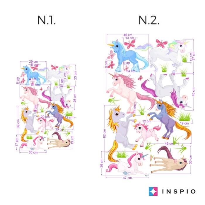 INSPIO dětské samolepky na zeď – Unicorns N.2 – Veľká sada
