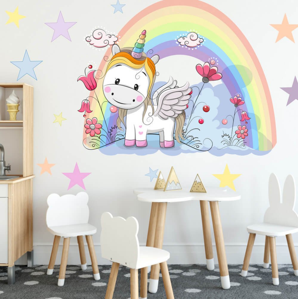 INSPIO samolepka Můj jednorožec N.2 - Jednorožec 95x120cm +text a hviezdy