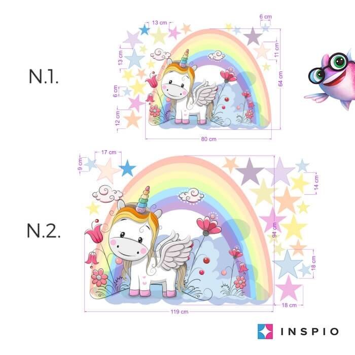 INSPIO samolepka Můj jednorožec N.2 – Jednorožec 95x120cm +text a hviezdy