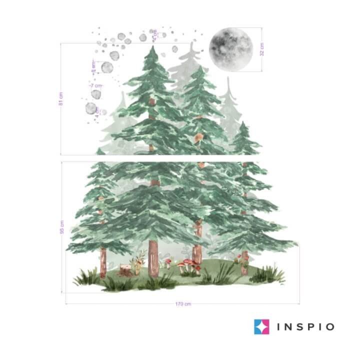 INSPIO samolepky na zeď – Les za svitu měsíce