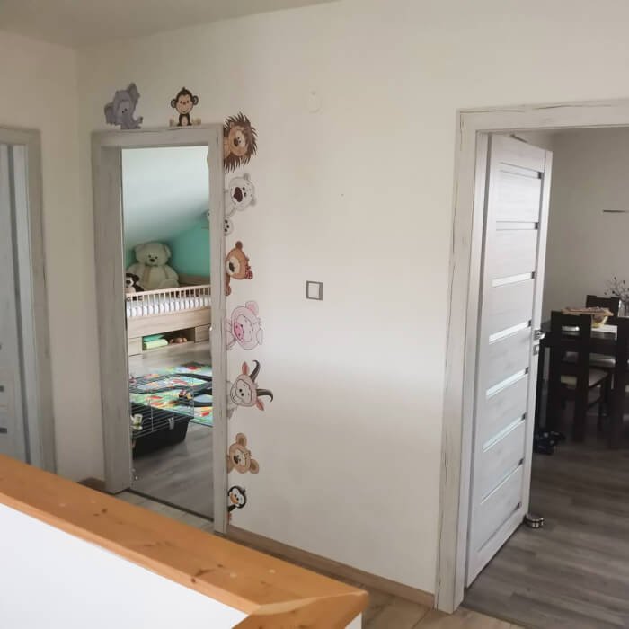 INSPIO samolepky na zeď - Zvířátka z dvora kolem dveří, samolepky pro deti N.3 - 9 ks od 14 do 29 cm oboustranně (obrázek 3)