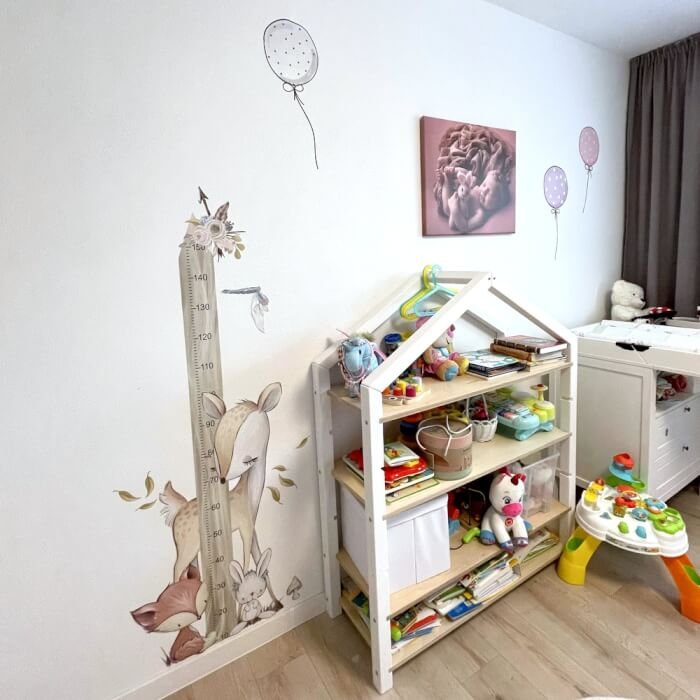 INSPIO samolepky na zeď - Dětský metr na zeď - Lesní zvířátka (obrázek 5)