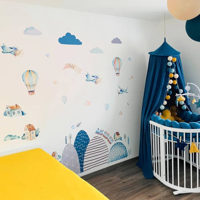 INSPIO samolepky na zeď pro děti - Kopce, letadla, balóny a vlak (obrázek 6)