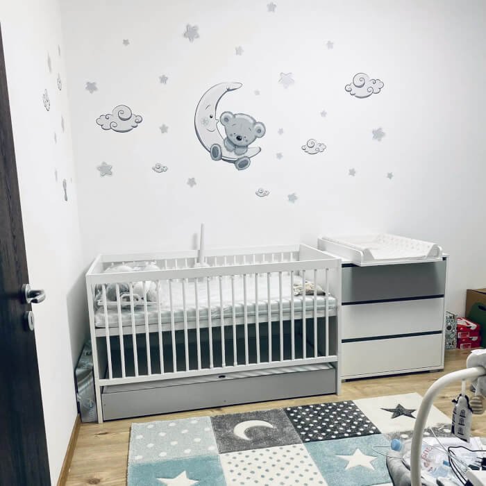 INSPIO samolepky na zdi - Šedý plyšový medvídek na obláčku (obrázek 3)