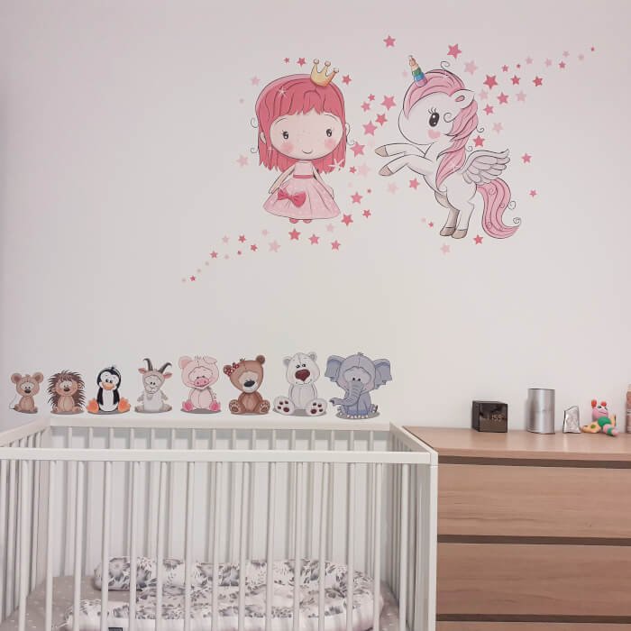 INSPIO samolepky na zeď pro holčičky - Princezna a jednorožec (obrázek 4)
