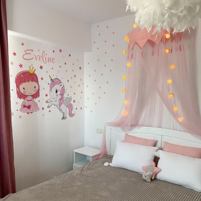 INSPIO samolepky na zeď pro holčičky - Princezna a jednorožec (obrázek 5)