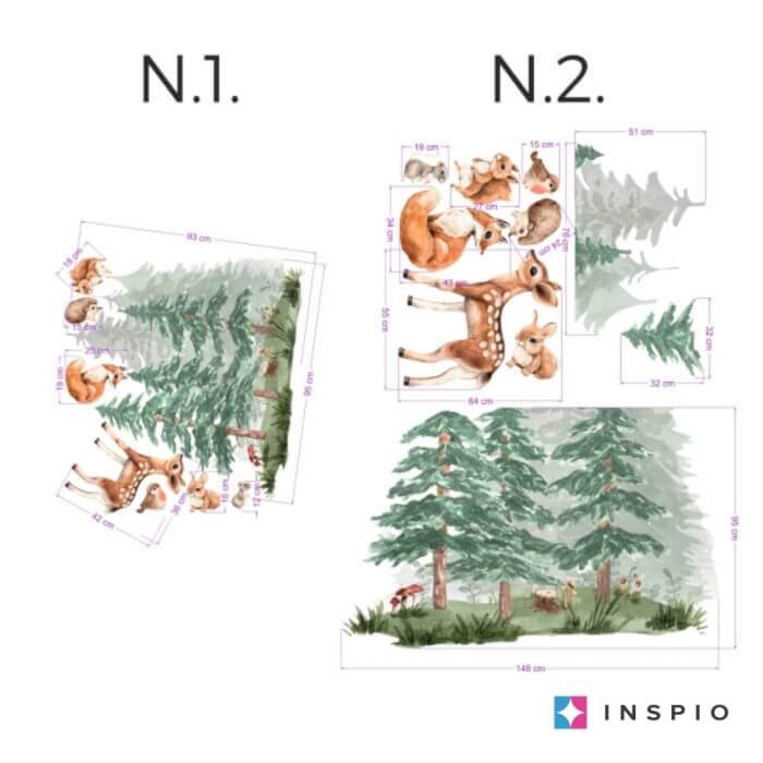 INSPIO dětské samolepky na zeď – Les plný zvířátek N.2.