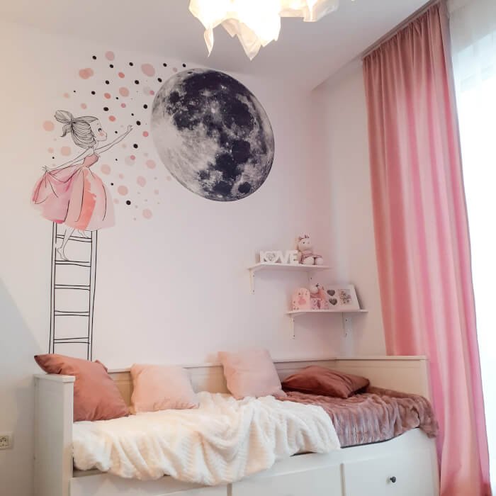 INSPIO samolepka na zeď - Měsíc a dívka na žebříku (obrázek 5)