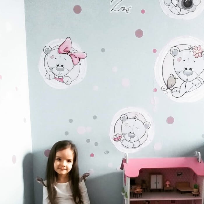 INSPIO samolepky na zeď - Růžoví plyšoví medvídci se jménem (obrázek 3)