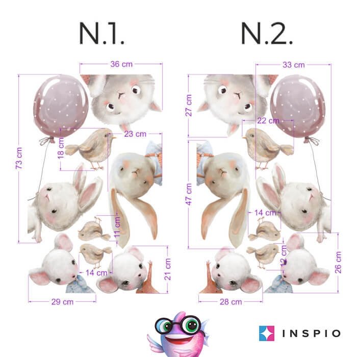 INSPIO samolepky na zeď pro děti – Akvarelová zvířátka kolem dveří N.2 – VLEVO