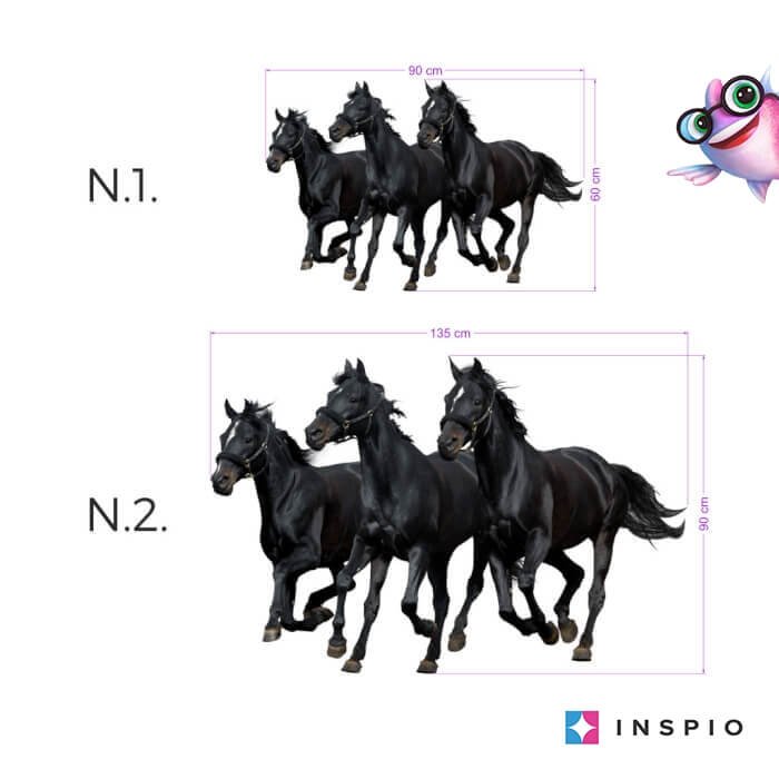 INSPIO samolepka na zeď – Tři černé koně N.2 – 90 × 135cm