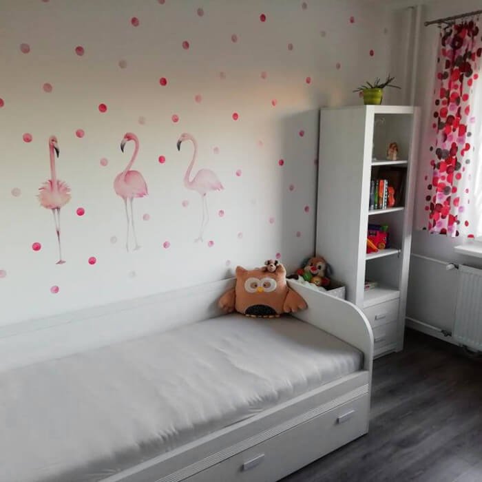 INSPIO dětské samolepky na zeď - Růžový plameňák s puntíky N.1 – Arch 100 × 50 cm (obrázek 4)