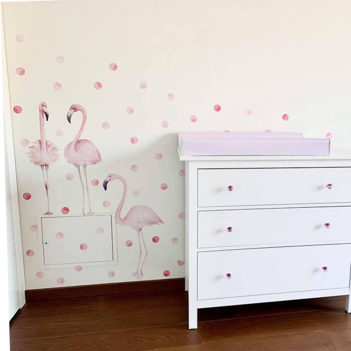 INSPIO dětské samolepky na zeď - Růžový plameňák s puntíky N.2 – Arch 100 × 90 cm (obrázek 3)