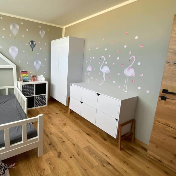 INSPIO dětské samolepky na zeď - Růžový plameňák s puntíky N.2 – Arch 100 × 90 cm (obrázek 5)