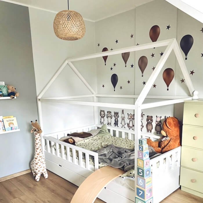 INSPIO dětské samolepky na zeď - Lesní zvířátka s balóny v hnědých barvách (obrázek 5)