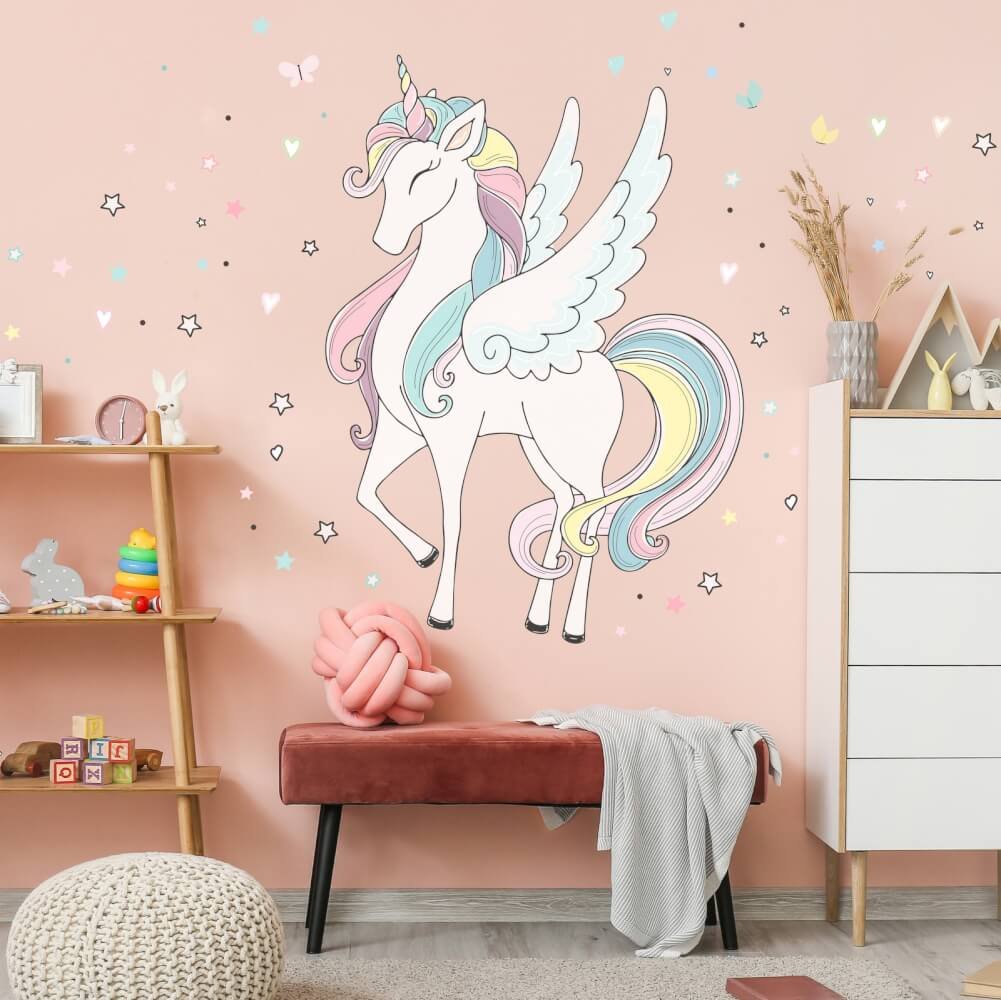 INSPIO nálepky na zeď - Samolepicí jednorožec pro holky N.2.