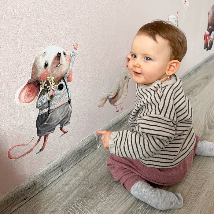INSPIO samolepky na zeď - Zvířátka s balóny v pastelových barvách (obrázek 6)