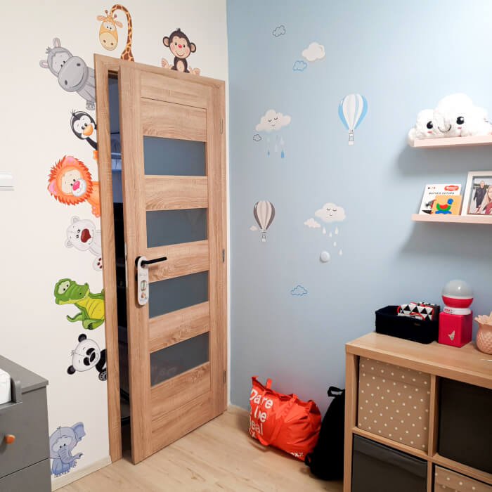INSPIO dětské samolepky na zeď - Zvířátka ze ZOO kolem dveří N.1 - 9 ks od 14 do 29 cm doprava (obrázek 4)