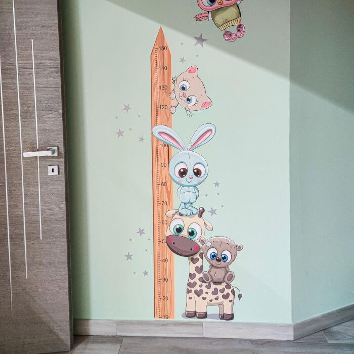 INSPIO dětský metr na zeď - Zvířátka CUTE2 - 150 cm (obrázek 4)