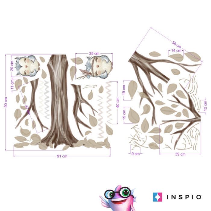 INSPIO dětské samolepky na zeď – Samolepka stromu v přírodních barvách