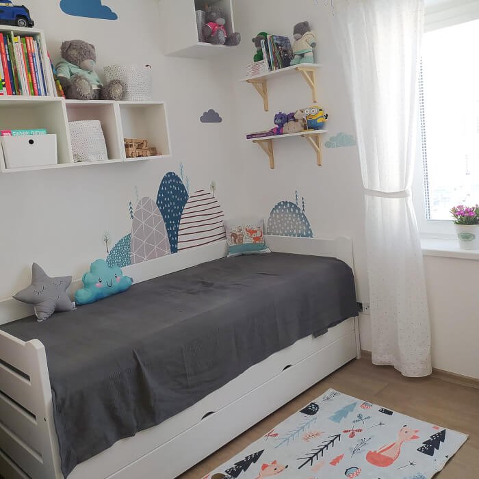 INSPIO modré samolepky na zeď - Kopce a obláčky do dětského pokoje pro kluky (obrázek 7)