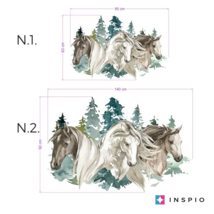 INSPIO dětské samolepky na zeď – Koně v přírodě N.2. 140cm