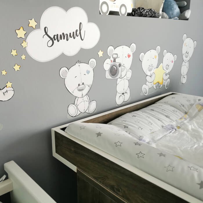 INSPIO samolepky na zeď - Plyšoví medvídci se jménem nad postýlku (obrázek 4)