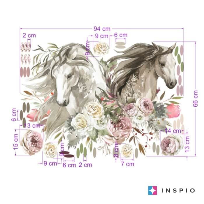 INSPIO dětské samolepky na zeď – Romantická samolepka s koňmi