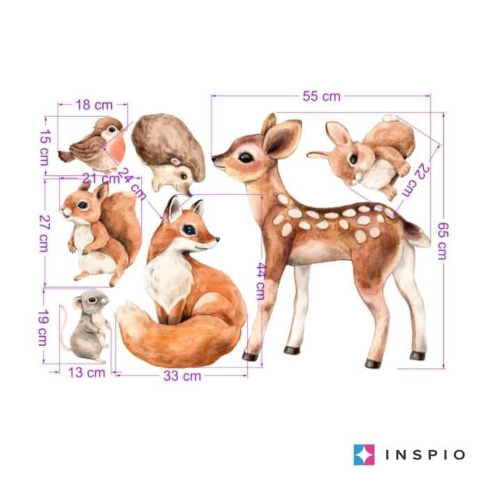 INSPIO samolepky na zeď dětské – Lesní zvířátka