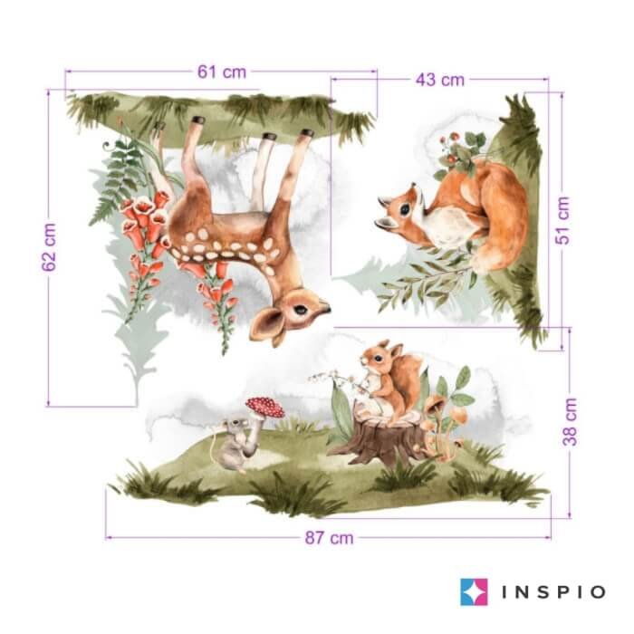 INSPIO samolepky na zeď dětské – Liška, srnka, veverka