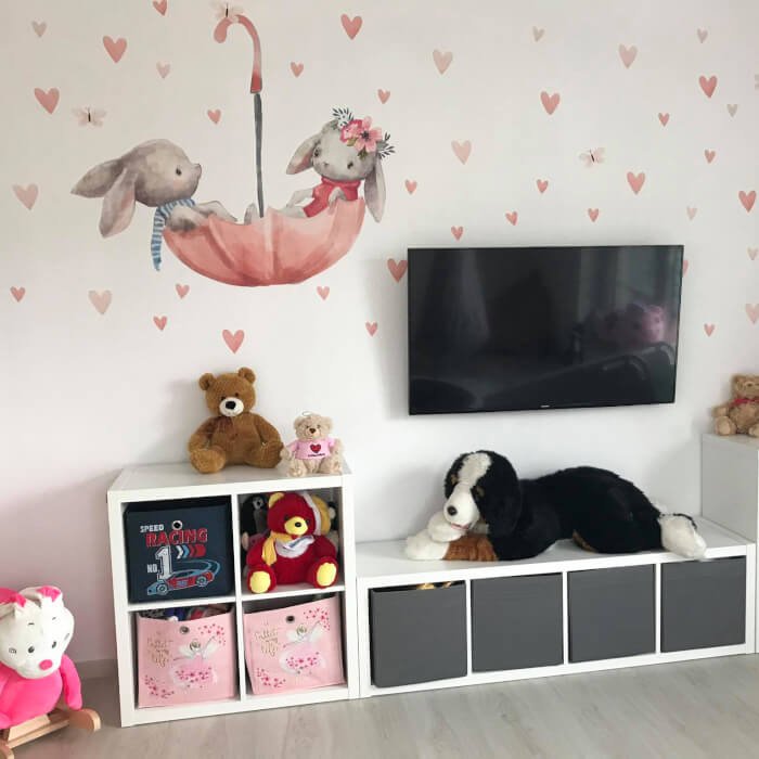 INSPIO samolepky na zeď dětské - Zajíčci na deštníku (obrázek 3)