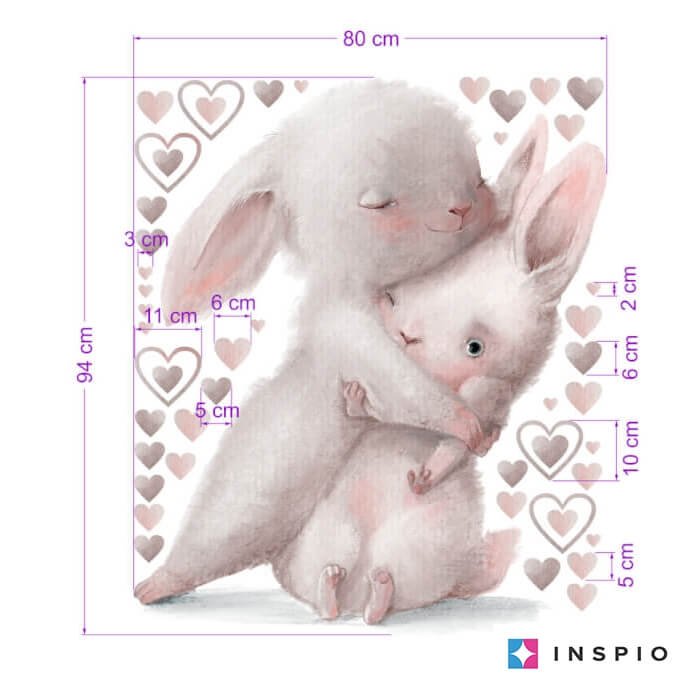 INSPIO samolepky na zeď do dětského pokoje – Zajíčci v objetí